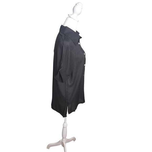 Black Button-Up Short Sleeve Shirt XL - Picture 4 of 7